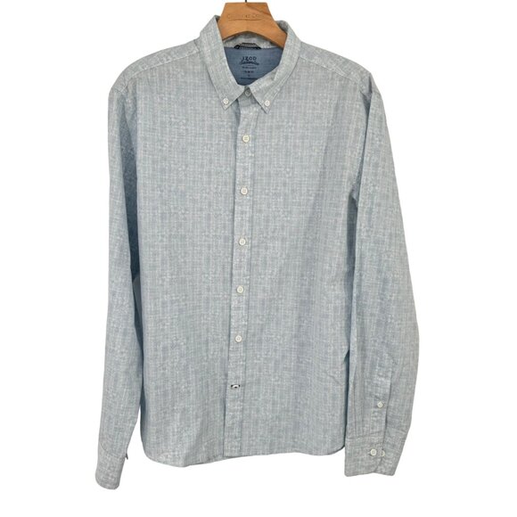 IZOD Saltwater Slim Fit Shirt size Large mens Cotton blend Blue tropical pattern - Picture 1 of 9